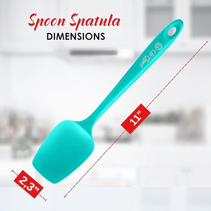 Silicone Spoon Spatula - 600ºF Heat-Resistant Non-Stick Rubber Spoonula | Use as Silicone Kitchen Scraper Utensil - Baking and Cooking Strong Stainless Steel Core | UpGood Kitchen Utensils, (Teal)