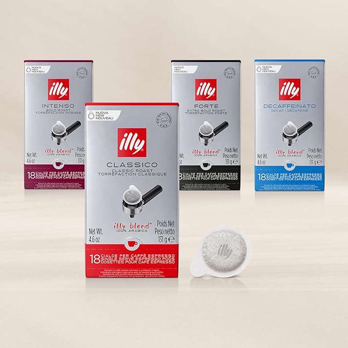 illy E.S.E. Coffee - Single-Serve Capsules & Pods - Intenso Dark Roast - Notes Of Cocoa & Dried Fruit - For E.S.E Machines - Extraordinary Aroma & Body – 18 Count