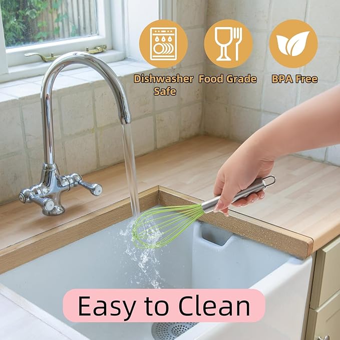 Set of 24 Silicone Whisk Bulk for Cooking, 10 In Wisking Tool Non Scratch, Flexible Rubber Whisks for Nonstick Pans, Kitchen Hand Whisk for Blending Beating Baking, BPA Free Dishwasher Safe