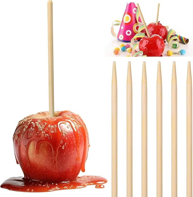 400 pcs Candy Apple Skewer Sticks, PEOUWNES 5mm 5.5 inch Caramel Apple Sticks, Corn Dog Sticks, Rock Candy Stick, Bamboo Skewers for Corn Cob Kabob, Lollipop, Grill