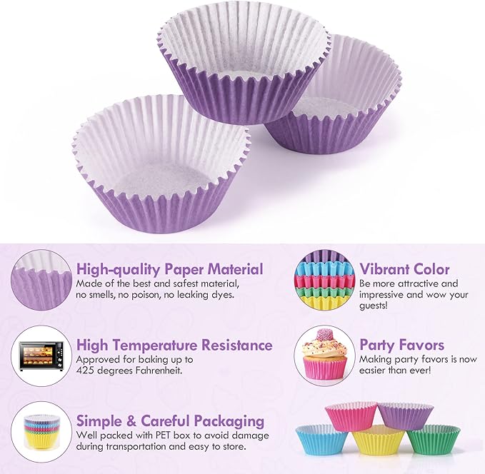 Baking Cups, 100 pieces Paper Baking Cups Wrappers Nonstick Muffin Molds Baking Cup Holders for Wedding, Birthday, Baby Shower or Holiday Party