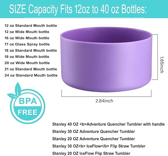 QIANHAI Protective Silicone Boots for Stanley Quencher Adventure 40oz Tumbler & IceFlow 30oz 20oz -Sport Water Bottle Bottom Sleeve Fits Hydro Flask -Stanley Cup Accessories (1Purple)