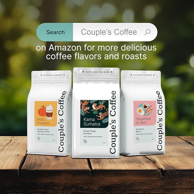 Couple’s Coffee Whole Bean Coffee | Single Origin Sumatra Dark Roast Coffee | Gives Back to Military Families | Made with 100% Arabica Beans | 12oz