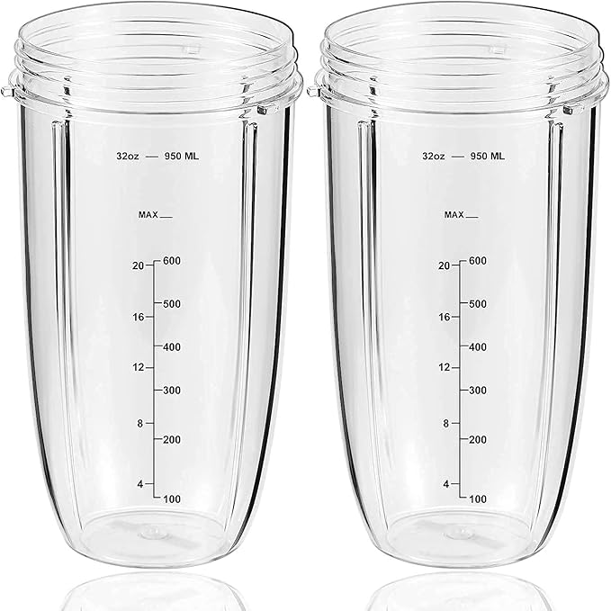 Replacement Parts 32oz Blender Cups (2 Packs) Replacement Blender Cups Compatible with NutriBullet 600w and 900w Blender