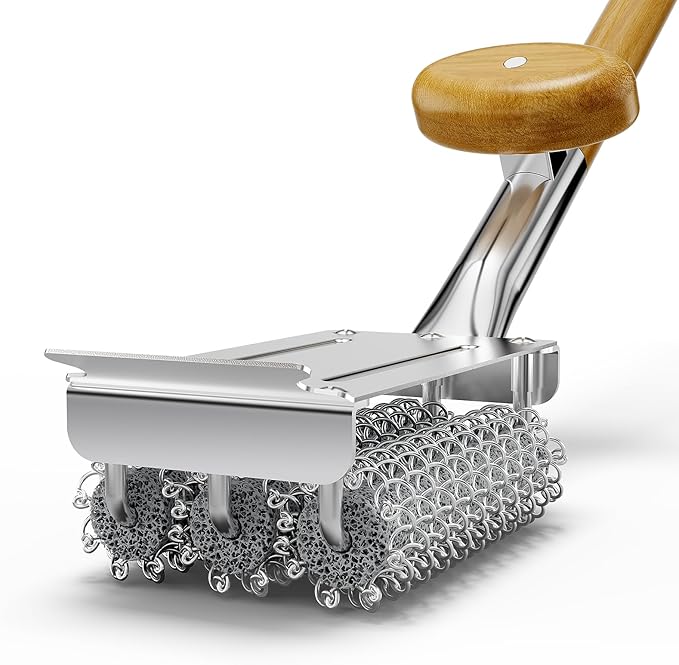 HOUSE AGAIN Grill Brush and Scraper Bristle Free with Dual Grip, 304 Stainless Steel Food-Grade Brush Head, Outdoor Grill Cleaning Brush Safe BBQ Grill Accessories Cleaner for Porcelain/Weber/Charcoal