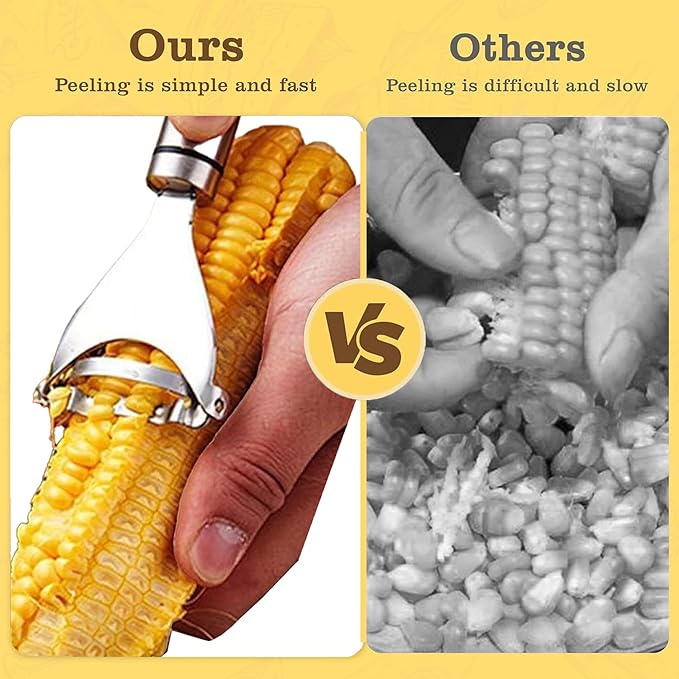 2 Pcs Corn Peeler Corn on the Cob Stripper Tool 304 Stainless Steel Corn Thresher with Ergonomic Handle Easy to Use Corn Peeler for Corn on the Cob Safe Durable Kitchen Tools