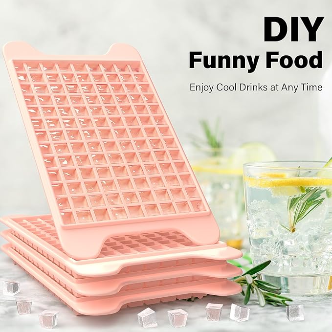 Mini Ice Cube Tray for Freezer: FDDBI Small Ice Trays for Freezer with Bin - 117×4PCS Easy Release Nugget Ice Tray - Crushed Ice Tray with Container