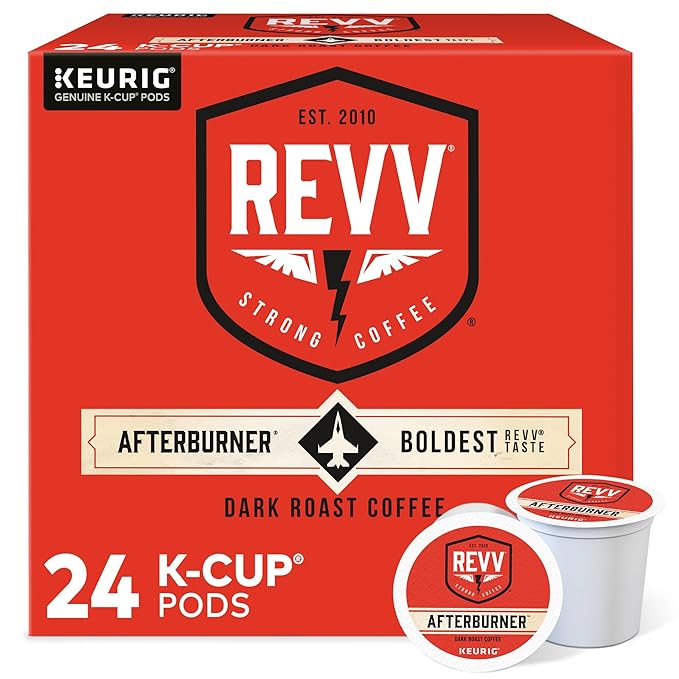 REVV Afterburner, Single-Serve Keurig K-Cup Pods, Dark Roast Coffee Pods, 96 Count