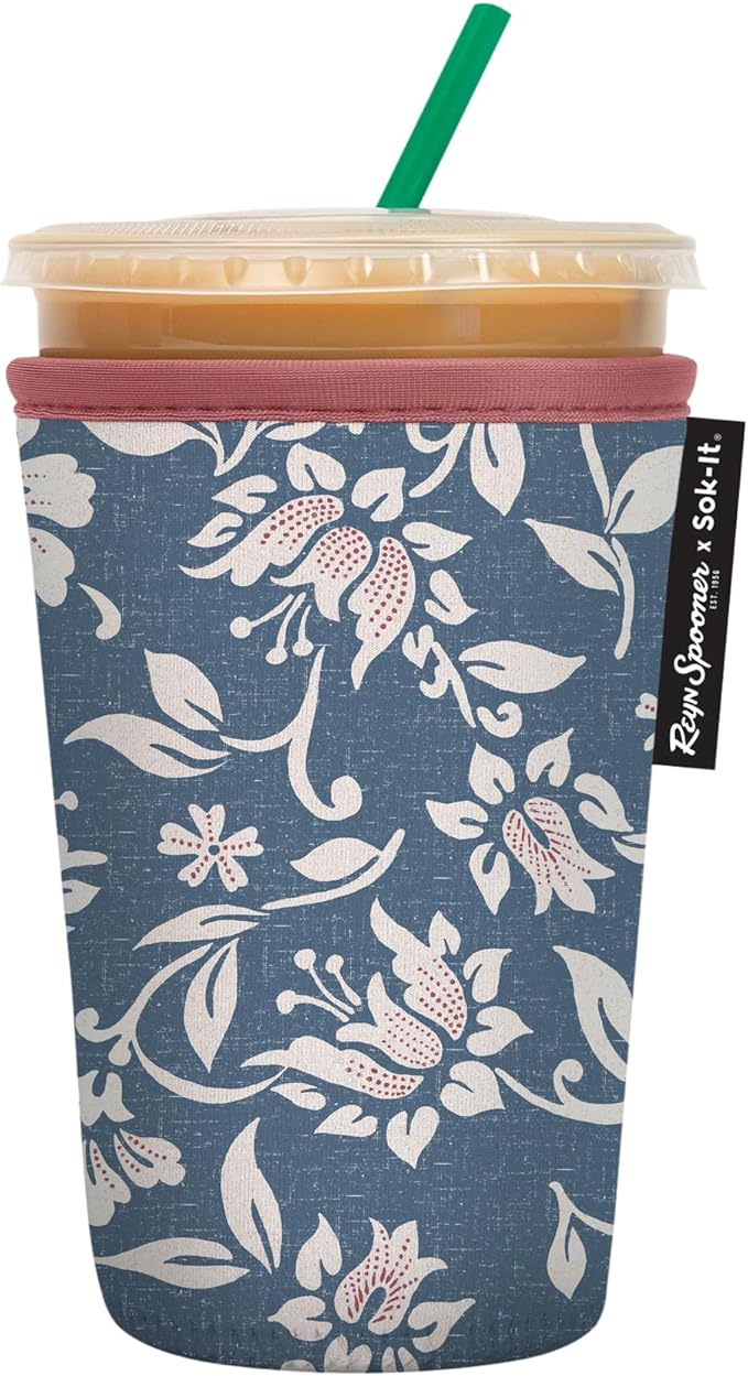 Sok It JavaSok Iced Coffee & Cold Soda Insulated Neoprene Cup Sleeve (Reyn Spooner Kia Orana, Medium: 22-28oz)