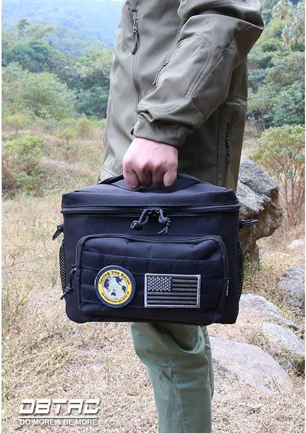 DBTAC Tactical Lunch Bag for Men Women, 12 Cans Insulated Lunch Box for Adult | 9L Leakproof Lunch Cooler Tote for Work Office Outdoor Travel | Soft Easy To Clean Liner x2