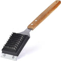 Grill Brush and Scraper for Barbecue with Replaceable Stainless Steel Bristles Head – Grill Brush for Outdoor Grill with Extended 15” Large Wooden Handle -No Scratch on Grill