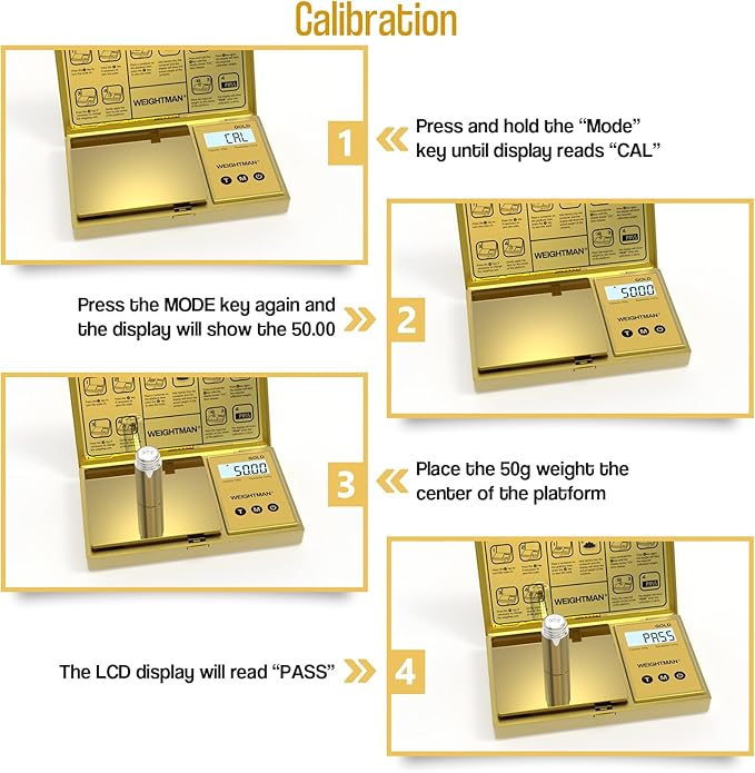 WEIGHTMAN Digital Scale Gram, 200g/0.01g Pocket Scale Gold Titanium Plating, LCD Backlit Display, Mini Jewelry Scale with 6 Units, Auto Off, Tare Function for Food, Coins, Battery Included
