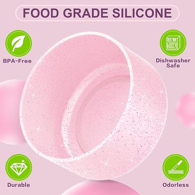 2 PCS Glitter Silicone Boot for Owala Water Bottle, Anti-Slip Protective Sleeve for FreeSip/Twist/Flip Stainless Steel Water Bottles Accessories