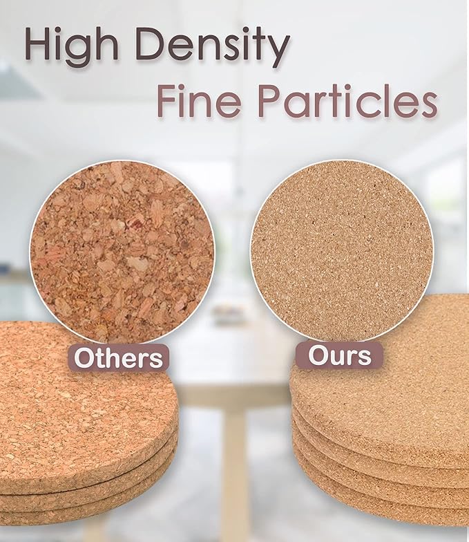 Cork Trivet, High Density Fine Particle Thick Cork Trivets for Hot Dishes, 8 Inch Heat Resistant Cork Coaster, Cork Placemats Cork Hot Pads for Hot Pots and Pans, 4 Pcs