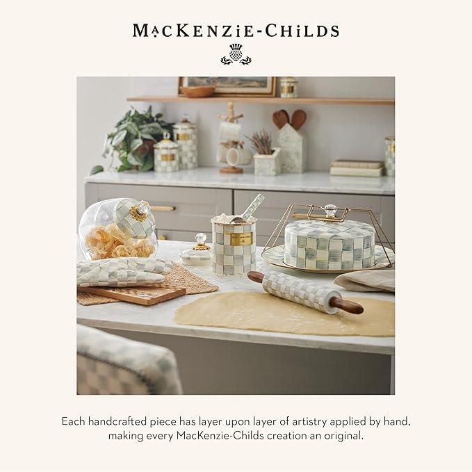 MACKENZIE-CHILDS Enamel Charger Plate, Charger Decoration for Dinner Plates or Home Decor, 12 Inches, Gray-and-White Sterling Check, Set of 1