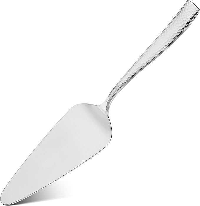Hudson Essentials Hammered 18/10 Stainless Steel Hostess Serving Utensil Set, 8-Piece Set with Cake Knife, Cake Server and Lasagna Pie Server, Dishwasher Safe