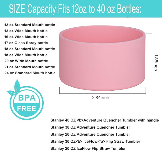 QIANHAI Protective Silicone Boots for Stanley Quencher Adventure 40oz Tumbler & IceFlow 30oz 20oz -Sport Water Bottle Bottom Sleeve Fits Hydro Flask -Stanley Cup Accessories (1Pink)