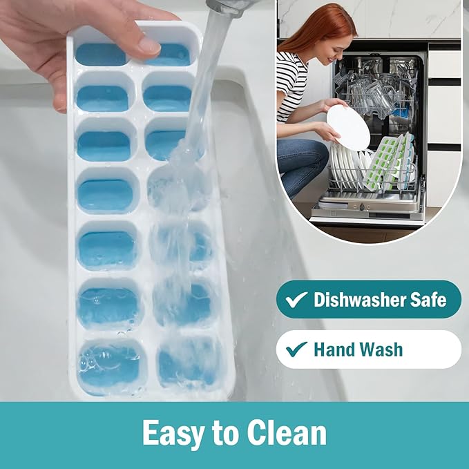 Ice Cube Trays for Freezer Ice tray - Easy to Release Silicone Ice Trays with Spill-Resistant Lids, Reusable Ice Cubes,Stackable and BPA-Free, Perfect for Cocktails, Baby Food, and Iced Coffee