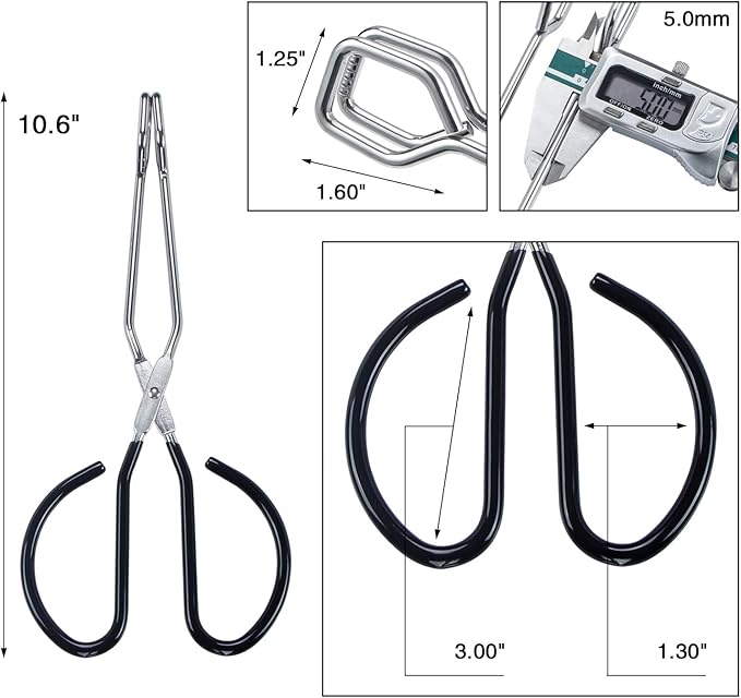 MSY BIGSUNNY Stainless Steel Scissor Tongs Heavy Duty Cooking Tongs with Soft Handles (1, black 10")