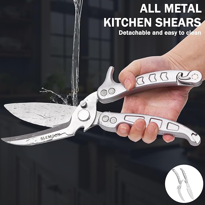 Kitchen Shears Heavy Duty Poultry Shears Meat Cutting Dishwasher Safe and Stainless Food Kitchen Scissors for Chicken Turkey Thanksgiving,Silver