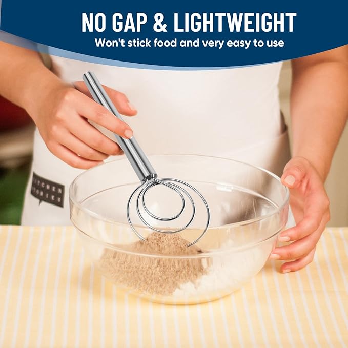 Danish Dough Whisk Stainless Steel Hook Dutch Mixer Tool for Bread Sourdough Baking Mixing