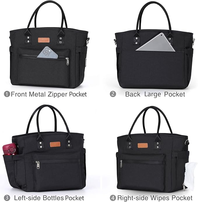 Insulated Lunch Bag for Women/Men,LeakProof Adult Lunch Box,Large Lunch Tote Bag with Removable Shoulder Strap,Portable Reusable Lunch Cooler Bag for Office Work Picnic Beach