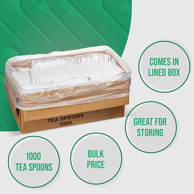 1000 Count Bulk Cutlery (Tea Spoons, White)