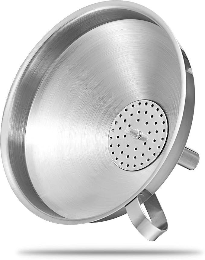 5.5-Inch 14CM Stainless Steel Kitchen Funnel with Strainer Filter for Transferring of Liquid Dry Ingredients and Metal Cooking Funnel
