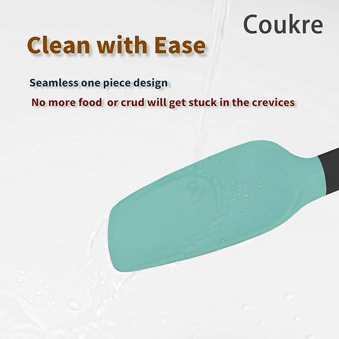 Coukre Silicone Spatula Set of 5,High Temperature Resistant, Food Grade Silicone, Dishwasher Safe, for Baking, Cooking (Colorful B Black)