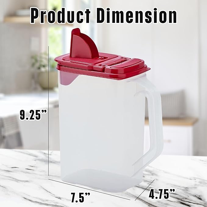 Buddeez Flour and Sugar Container - 4 Quart All Purpose Kitchen Organization and Storage Unit, Dry Storage Container For Kitchen, Large Food Storage Container for Organizing Your Pantry (Red Lid)