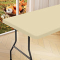 homing Rectangle Table Cloth Cover, Waterproof Polyester Elastic Fitted Tablecloth, Fits for 4 Foot Folding Tables, Washable Table Protector for Picnic, Camping, Outdoor (Champagne, 24" x 48")