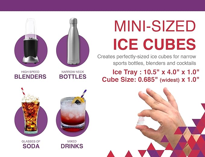 Arrow Mini Ice Cube Trays, 3pk - Durable, Break-Resistant Ice Trays for Freezer - BPA-Free Ice Cube Trays Smaller Cubes Great for Sports Bottles, Blenders, Cocktails and More - 60 Mini Cubes/Ice Tray