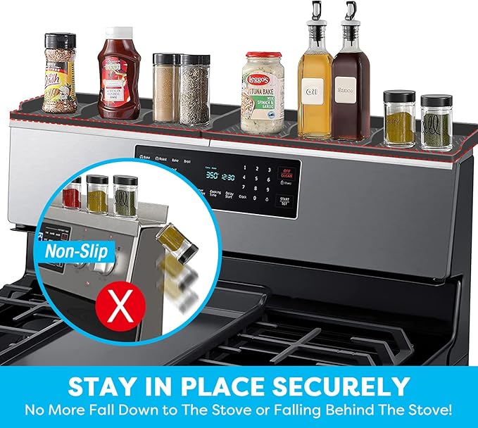 Stove Top for Silicone Shelf,30 Inch Magnetic Shelf Over the Stove Spice Rack,Kitchen Shelf for Above Stovetop Organizer Magnet Flat Back of Stove-Dark Grey