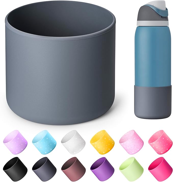Silicone Boot for Owala 40 oz Water Bottles, Anti-Slip Protective Sleeve for Twist & FreeSip & Flip Insulated Bottles, Boot Bottom Base (Grey)