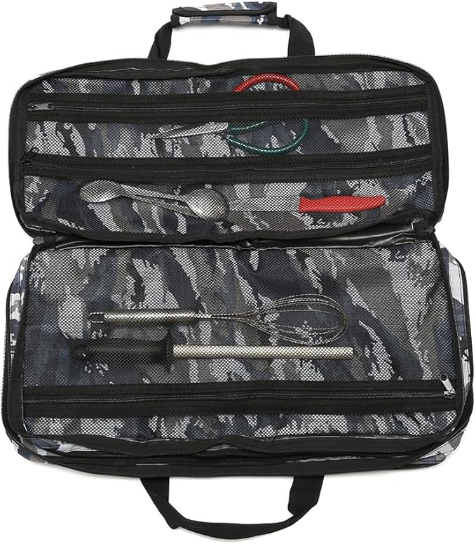 EVERPRIDE - 3 Slots - CAMO - Professional Chef Knife Bag, 20 Knife Slots, 3 Storage Compartments, Camo Design, – Durable, Large Knife Bag for Chefs – Knives Not Included