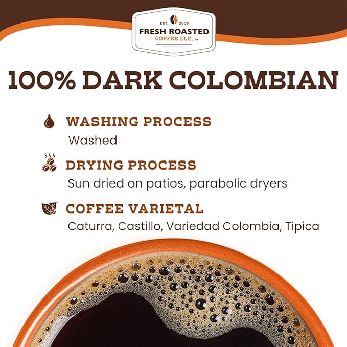 Fresh Roasted Coffee, Dark Colombian, Med-Dark Roast, 72 Pods for K Cup Brewers
