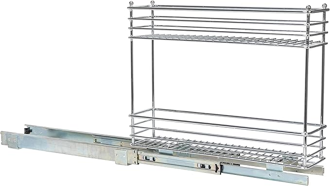 Household Essentials Chrome 2-Tier Sliding Cabinet Organizer, 5"