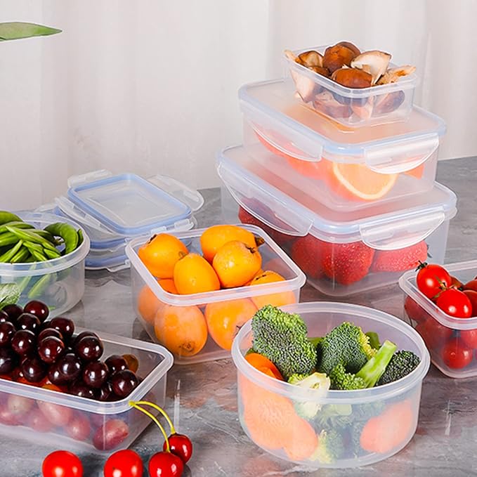 Tiastar Food Storage Containers Set of 8 PCS, Plastic Food Containers with Lids Airtight, 100% Leak-Proof, BPA Free, Microwave & Freezer and Dishwasher Safe, 0.24-1.5L