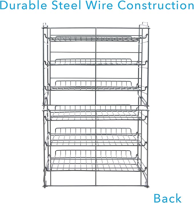 Atlantic Gravity-Fed Compact Double Canrack – Kitchen Organizer, Durable Steel Construction, Stackable or Side-by-Side, PN in Silver