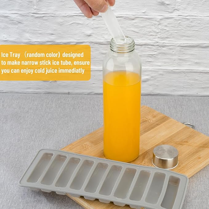 Zukro 24 Pack Glass Water Bottles with Lids 18 oz, Reusable Clear Juice Bottles With Stainless Steel Airtight Cap for Juicing, 100% Leak Proof Juice container Drinking Jar, Fridge Safe, BPA Free