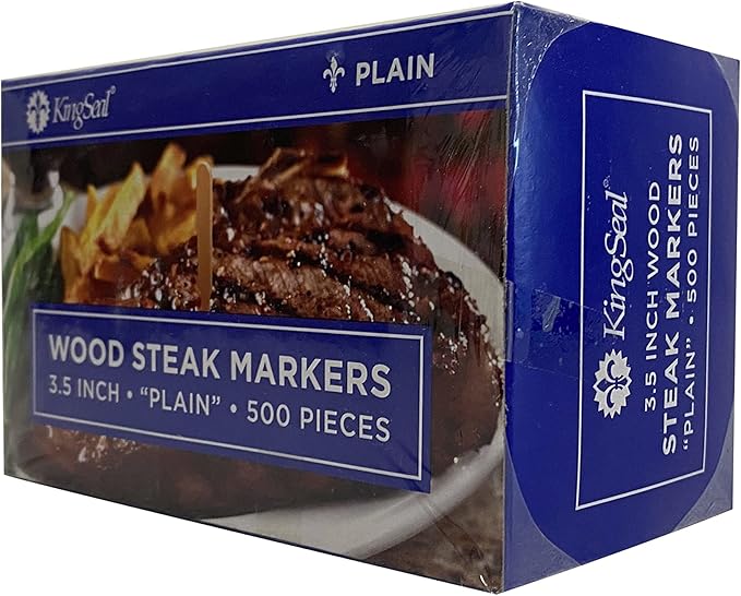 KingSeal 500 Count 3.5 Inch Natural Birch Wood Steak Markers, Plain Unstamped Markers, Eco Friendly, Bulk Pack - 1 Box of 500