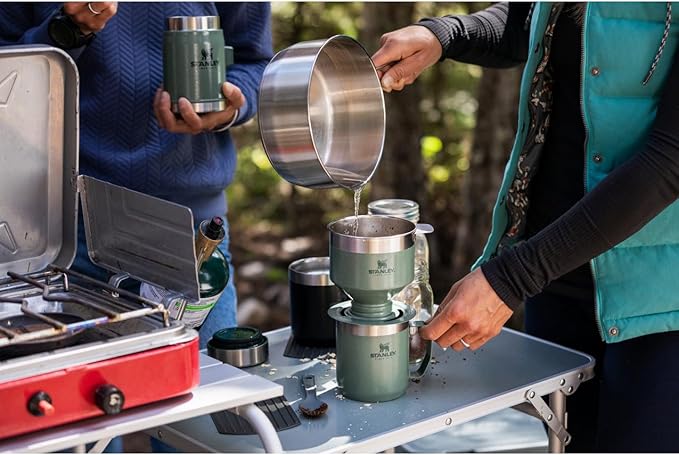 STANLEY Perfect Brew Pour Over Set | 12 oz Camp Mug with Lid Included | Drip Coffee Maker with Reusable Filter | Insulated Stainless Steel | BPA-Free | Cream Gloss