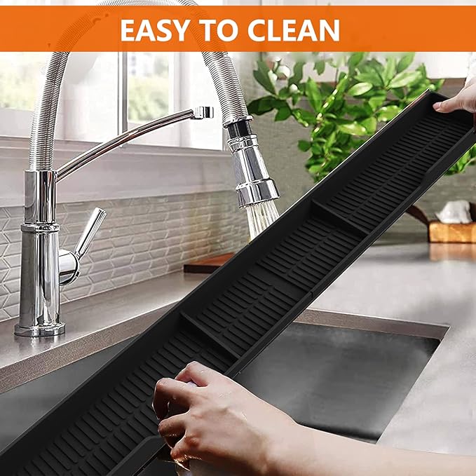 AWOKE Stove Top Shelf 30 Inch - Silicone Material Magnetic Shelf for Stove - 3 Functional Partitions Kitchen Spice Rack Organizer-Black,Kitchen Gadgets Storage Organization