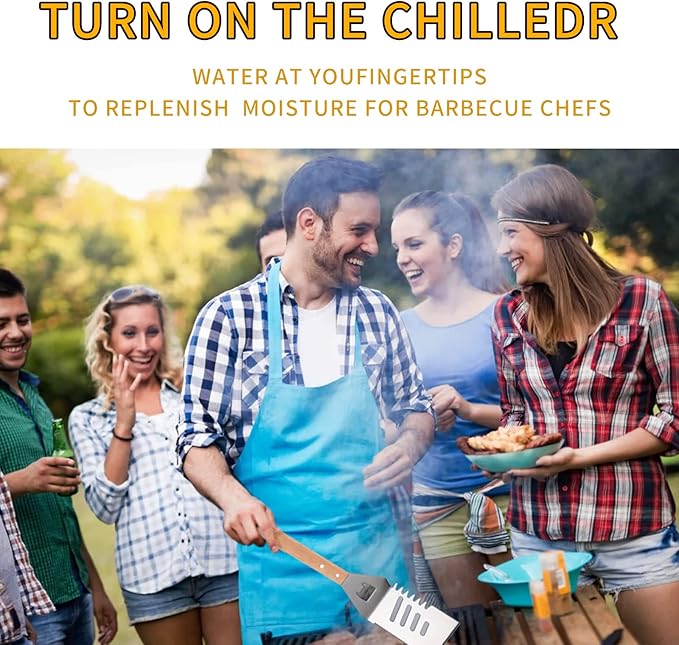4-in-1 BBQ Spatula, Multifunction Grill Spatula with Wooden Handle, perfect for BBQ grills and kebabs for camping picnics