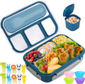 Bento Box, Lunch Box Kids, 1300ML Adult with 4 Compartment &Food Picks &Cake Cups, Containers for Adults/Kids/Toddler, Leak-Proof, Microwave/Dishwasher/Freezer Safe(Blue)