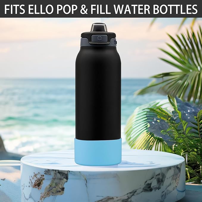 2 PCS Silicone Bottom for Ello Pop 32 OZ Water Bottle, Water Boot for Ello Pop,Avoid Scratches and Noise (Sky Blue, 320z)