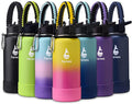 Farsea Insulated Water Bottle With Paracord Handle, Protective Boot and 2 Lids (Straw Lid & Spout Lid), Stainless Steel Water Bottle Wide Mouth, Double Wall Sweat-Proof BPA-Free, 32 oz