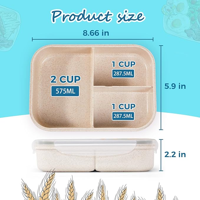 MISS BIG Bento Box for Kids,Leak Proof,Mom’s Choice Kids Lunch Box, No BPAs and No Chemical Dyes,Microwave and Dishwasher Safe Lunch Containers(White)