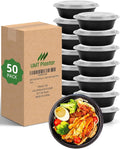 Meal Prep Containers with Lids - 50 Pack 32 oz Round Meal Bowls, Microwave, Freezer, Dishwasher Safe, BPA-Free To-Go Food Storage Containers