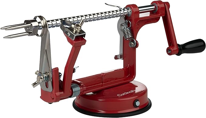 Apple Peeler and Corer - Durable Heavy Duty Chrome Cast Iron w Powerful Countertop Suction, Hand Crank for Fruits, Potatoes or Veggies, Picking Season- Thanksgiving Pie Dessert Baking, Holiday Gift